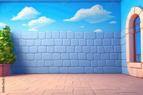 empty 3D cartoon background for kids and animation 
