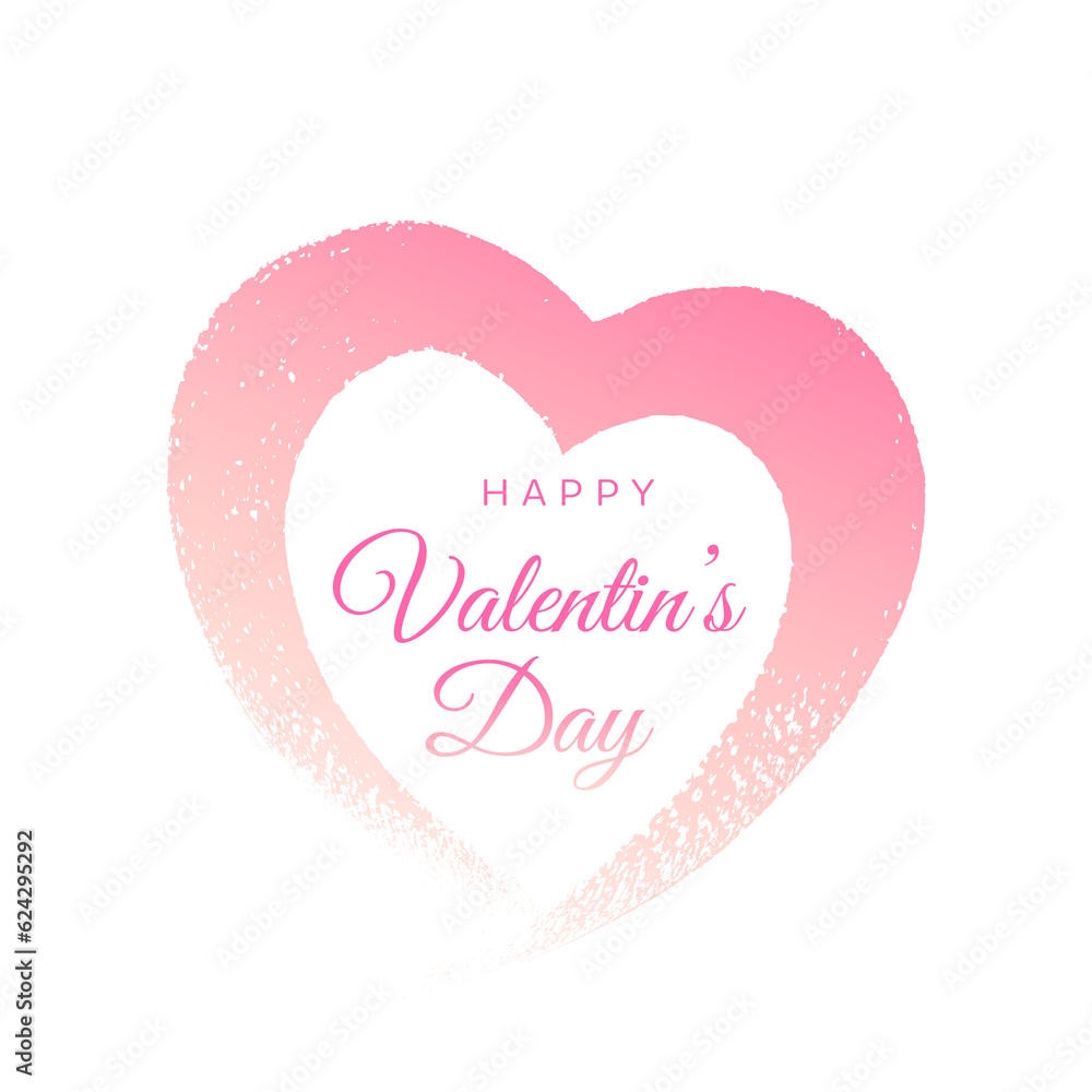 happy valentine's day letter text design in painting pink brush-heart shape