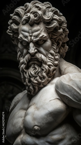 Photo of a detailed close-up of a bearded man statue .generative ai