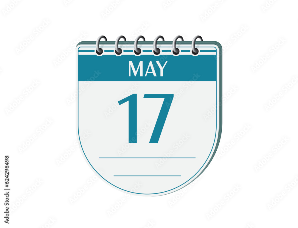 17 may retro event calendar page vector. Old style notebook calendar, date appointment, schedule, business planner, event reminder illustration. Abstract three dimensional vintage style calendar. 17 may retro event calendar page vector. Old style notebook calendar, date appointment, schedule, business planner, event reminder illustration. Abstract three dimensional vintage style calendar.