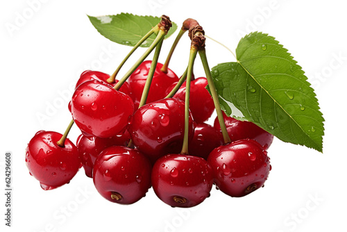 Cherries Isolated on Transparent Background. Generative AI