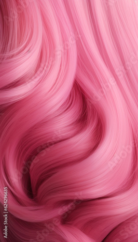 Closeup view of a bright pink dyed hair wave in vertical format. Generative AI