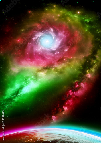 Obraz na płótnie galaxy in a free space. 3D rendering w salonie