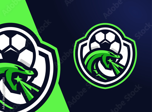Laser Viper Snake Soccer Football Mascot Logo Design Illustration For Sport or E-sport Team