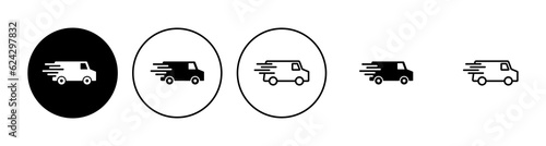 Fast shipping delivery truck icon set. Delivery truck icon. fast delivery icon