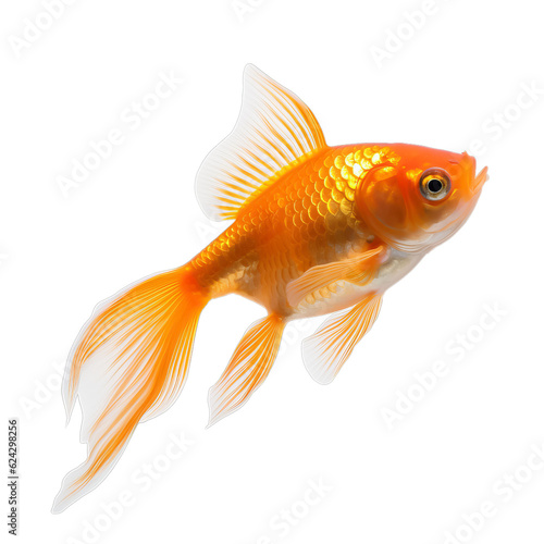 Goldfish in transparent white background