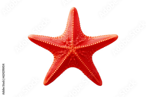 Isolated Red Starfish on Transparent Background. Generative AI