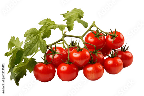 Isolated Tomatoes on a Vine on Transparent Background. Generative AI