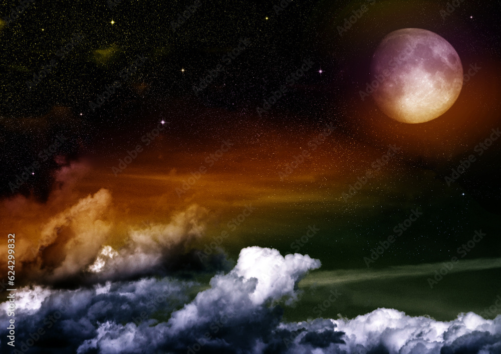 The moon in the night sky