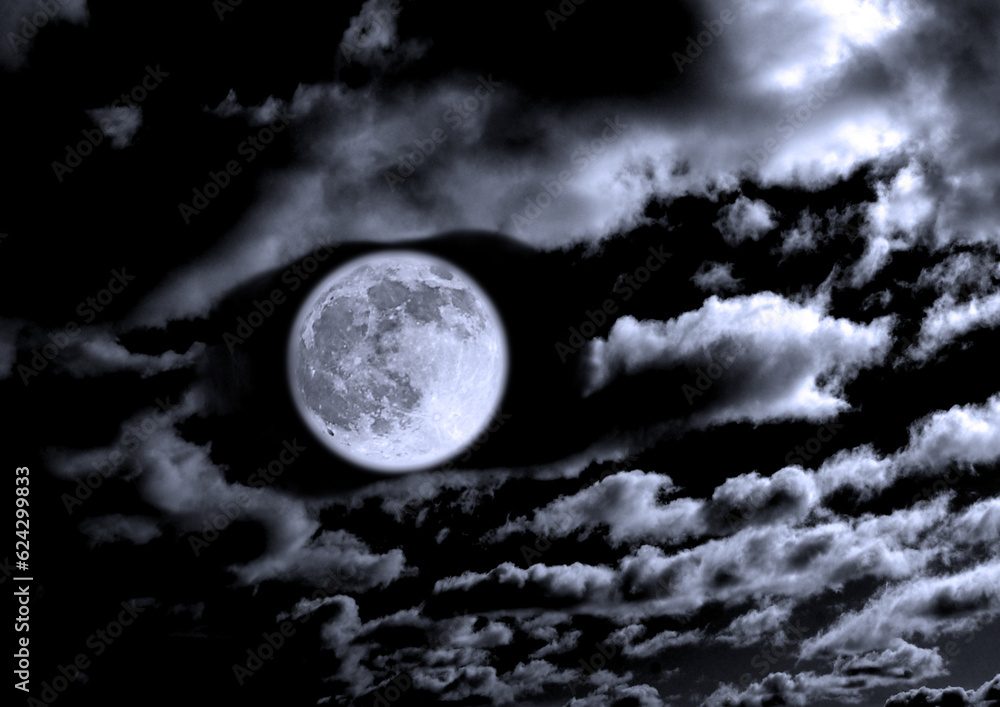 The moon in the night sky