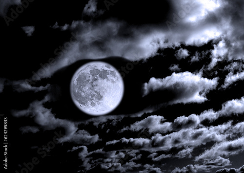 The moon in the night sky