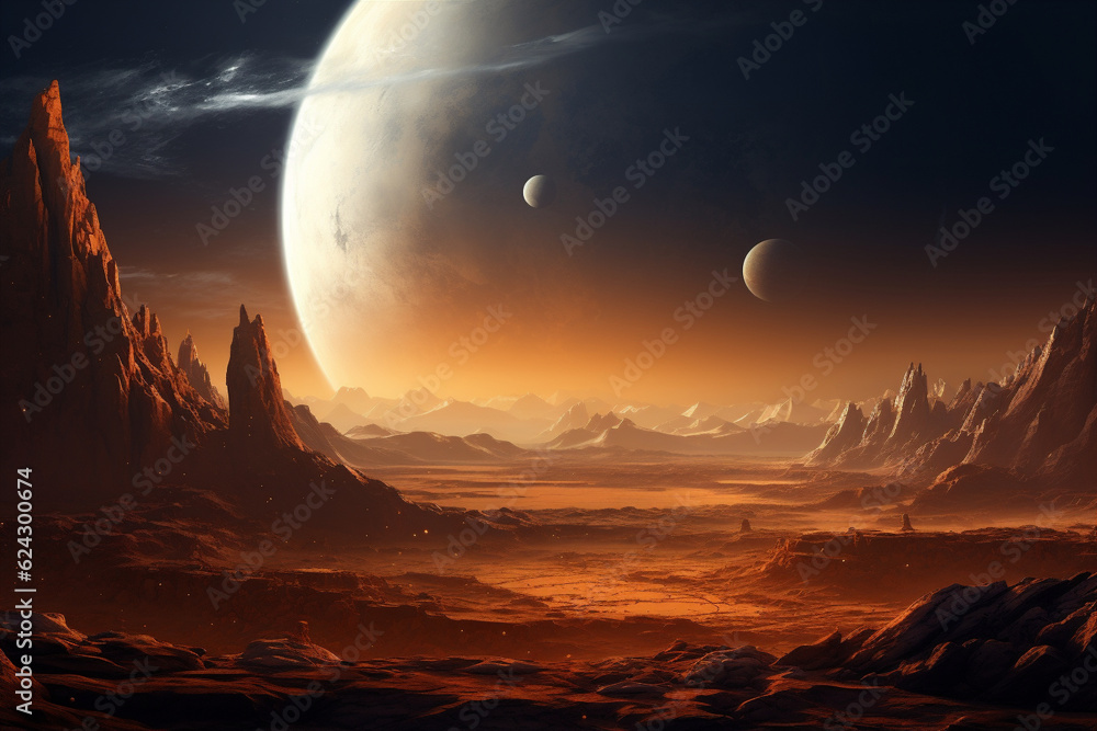 fantastic martian landscape. Generative AI fantastic martian landscape. Generative AI
