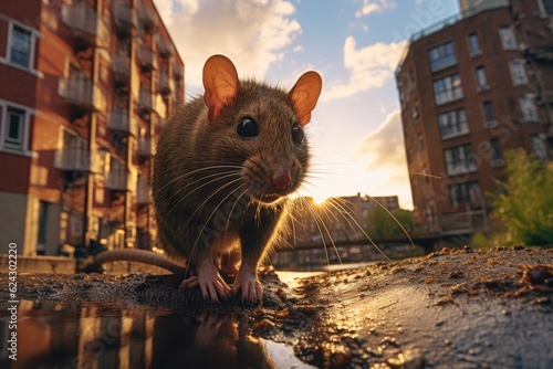 Urban house mouse  living in around city buildings