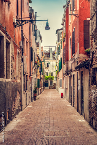 Vintage old Italian street in Venice  Italy