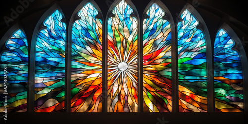 Murais de parede stained glass window in church. Generative AI