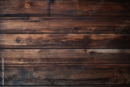 Vintage Dark Brown Wooden Plank Background. Generative AI