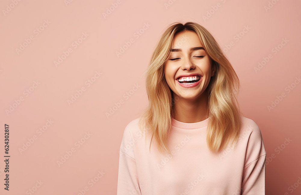 Cheerful female youngster with blonde hair, dressed casually. Cheerful female youngster with blonde hair, dressed casually.