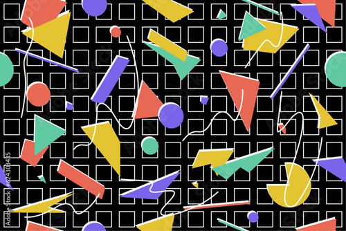 90s seamless pattern colourful memphis style retro background or retro 80s wallpaper vector_132
