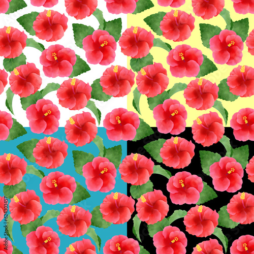                                                                         Seamless pattern with hibiscus motif                                                                                                                                                                    4                                                   