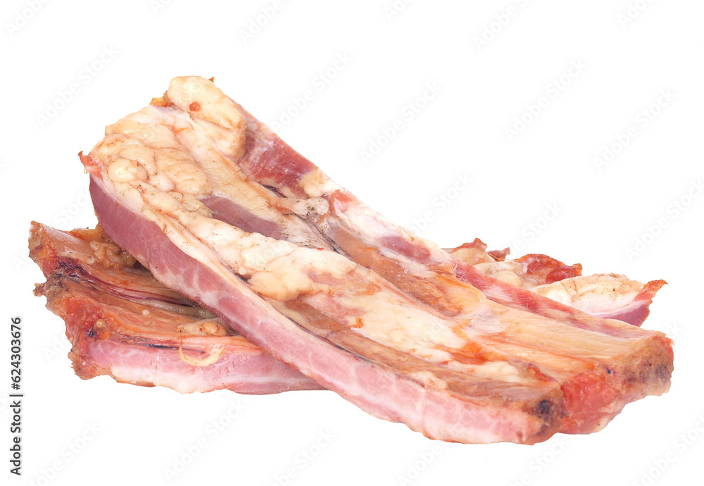Smoked pork ribs isolated