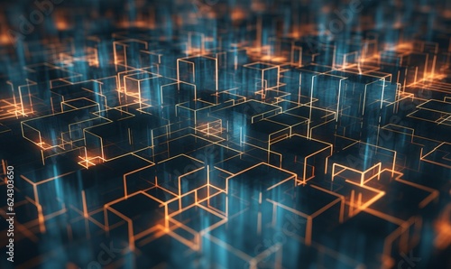 Wallpaper Mural Futuristic Technology Concept: Abstract Rendering of Data Processing in Cyberspace Background, Generative AI. Torontodigital.ca