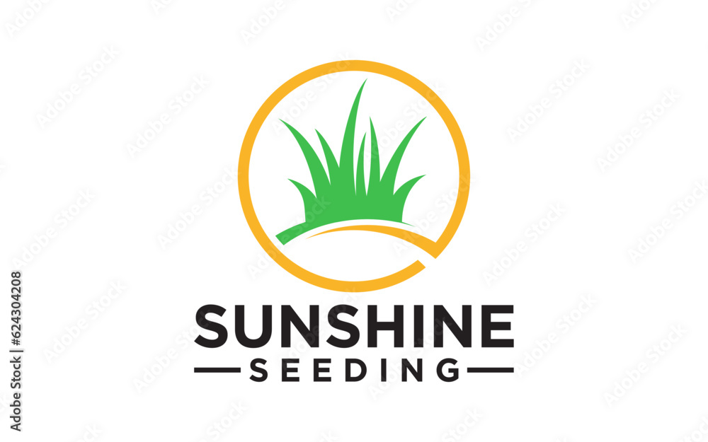  Logo organic farm green tree with sunshine as power design template
