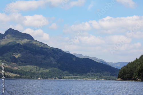 Scenic view of the mountains surrounding Loch Goil in Scotland.