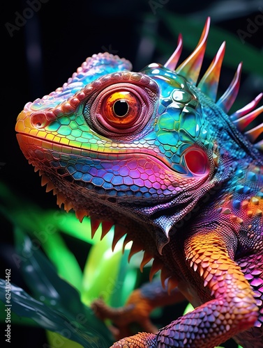 A vibrant iguana with shimmering spikes basks in the sun  its powerful silhouette an awe-inspiring reminder of the majestic beauty of nature s wildlife