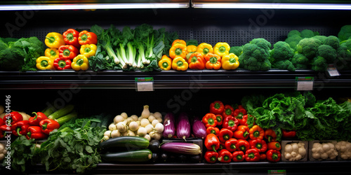 Fresh vegetables on a store shelf.  