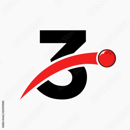 Letter 3 Bowling Logo. Bowling Ball Symbol With Moving Ball Icon