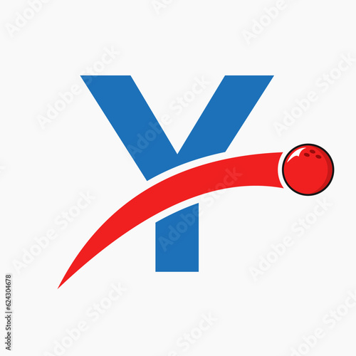 Letter Y Bowling Logo. Bowling Ball Symbol With Moving Ball Icon