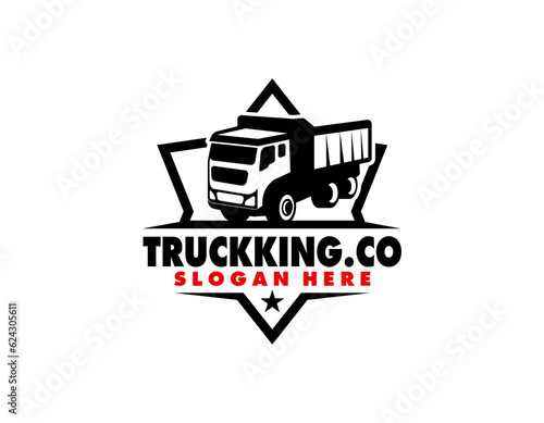 Dump truck company logo template. Ready made logo template set vector isolated
