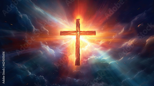Spiritual illustration Jesus cross christianity background  © reddish