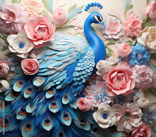 3D Peacock. bird illustration © reddish