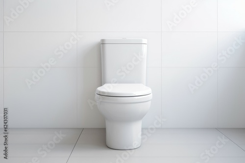 White minimalist toilet wall. Generate Ai