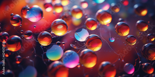 abstract multicolored liquid drops. Generative AI