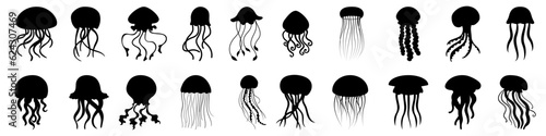 Jellyfish icon vector set. Sea life illustration sign collection. Ocean symbol or logo.