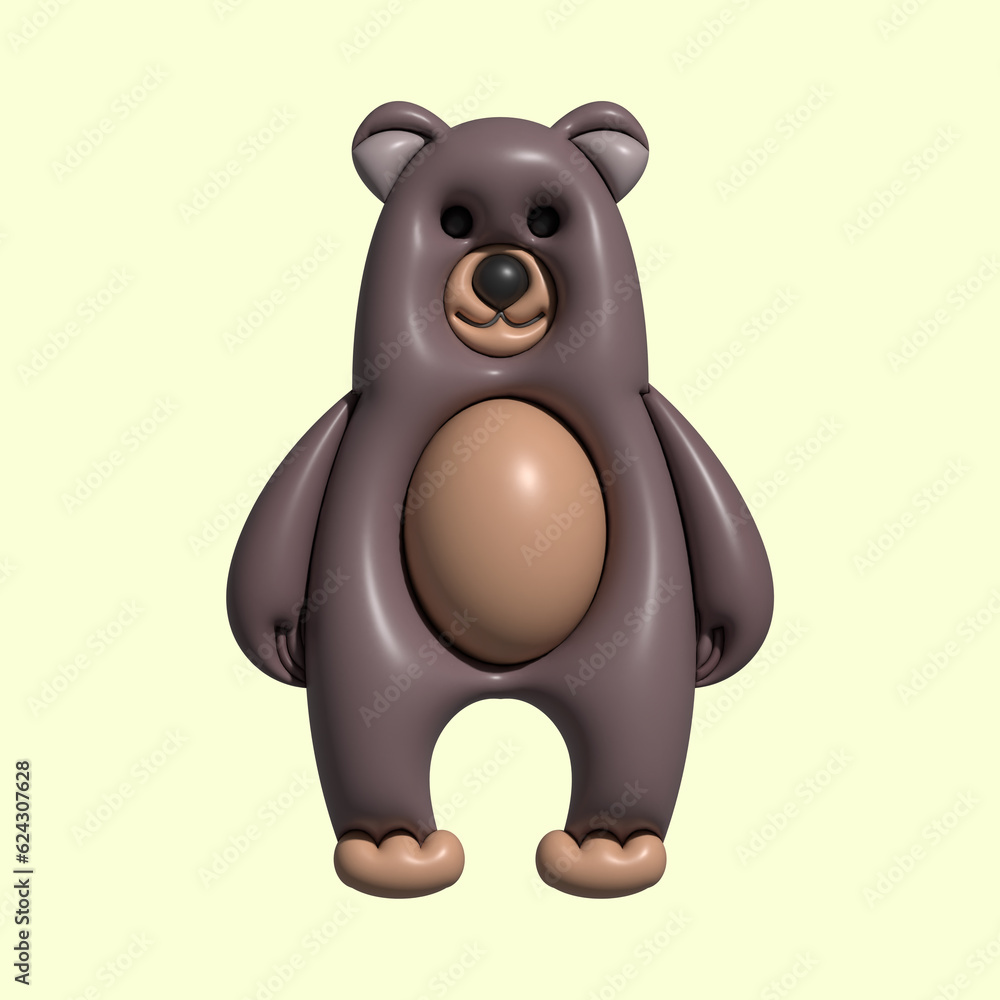 3D Cute Animal Asset with Light Background 3D Cute Animal Asset with Light Background