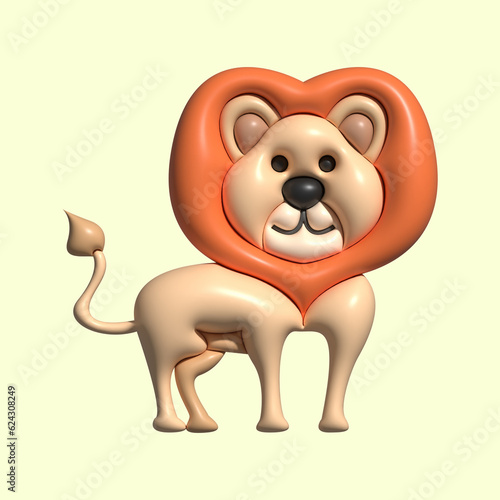 3D Cute Animal Asset with Light Background