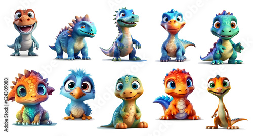 cute little dinosaurs clipart sticker, isolated, generated ai © weissdesign