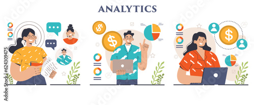 Business analytics set. Data examination and strategy development