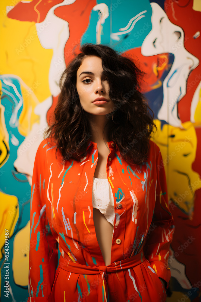 Scarlet Allure: Fashionable Woman in a Red Jumpsuit Scarlet Allure: Fashionable Woman in a Red Jumpsuit