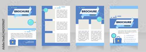 Onboarding process blank brochure design. Template set with copy space for text. Premade corporate reports collection. Editable 4 paper pages. Raleway Black, Regular, Light fonts used