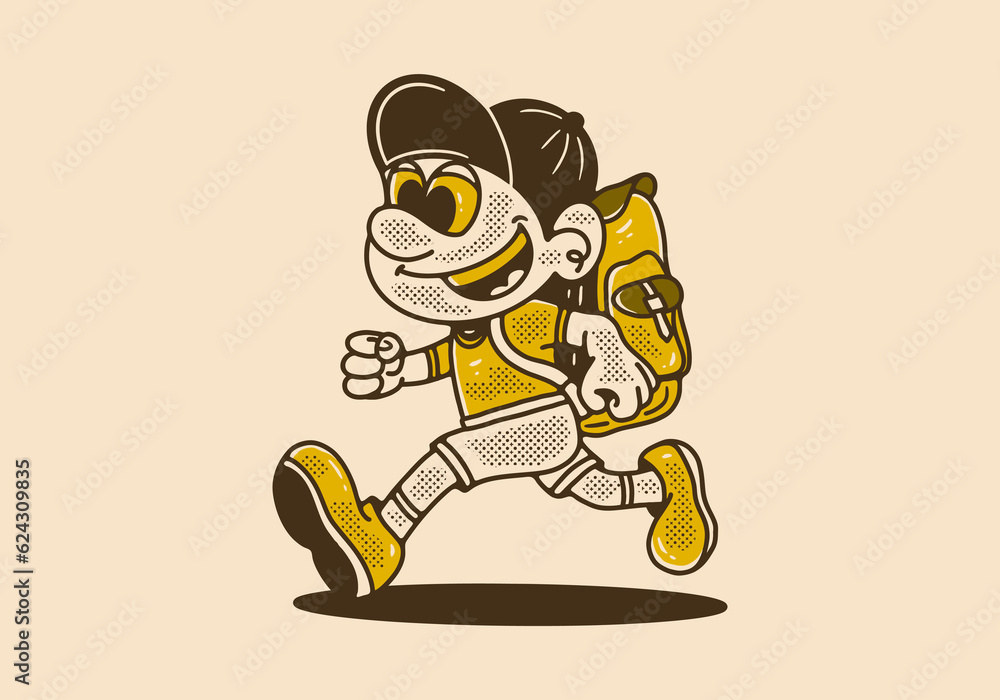 mascot character design of a boy carrying a school bag mascot character design of a boy carrying a school bag