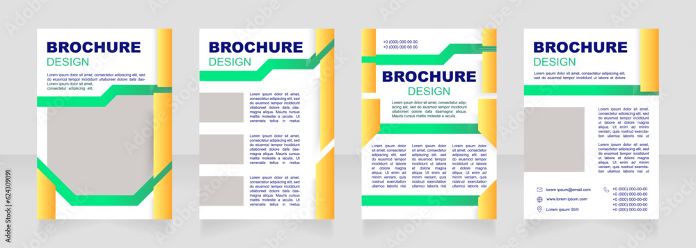 Construction coordination process blank brochure design. Template set with copy space for text. Premade corporate reports collection. Editable 4 paper pages. Arial Black, Regular fonts used