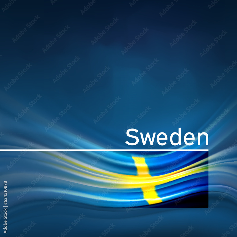 Sweden flag background. Abstract swedish flag in the blue sky. National