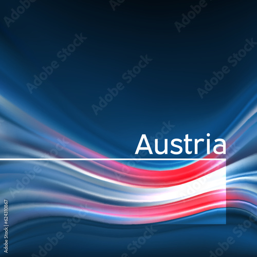 Austria flag background. Abstract austrian flag in the blue sky. National holiday card design. Business brochure design. State banner, austria poster, patriotic cover, flyer. Vector illustration