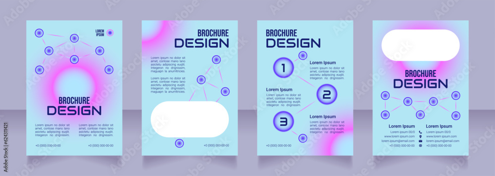 Online learning blank brochure design. Template set with copy space for text. Premade corporate reports collection. Editable 4 paper pages. Bebas Neue, Audiowide, Roboto Light fonts used