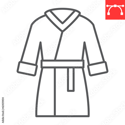Bathrobe line icon, SPA and clothing, housecoat vector icon, vector graphics, editable stroke outline sign, eps 10.