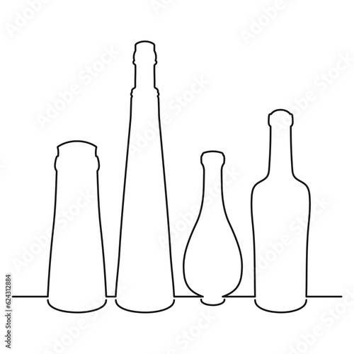 Sketchy image shape of a glass bottle silhouette. Alcohol, wine, whiskey, vodka, brandy, cognac, beer, kvass, champagne, liqueur